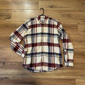Portuguese Flannel, Beige/Red/Blue, 'Coachella' Check Flannel Button Down, XL